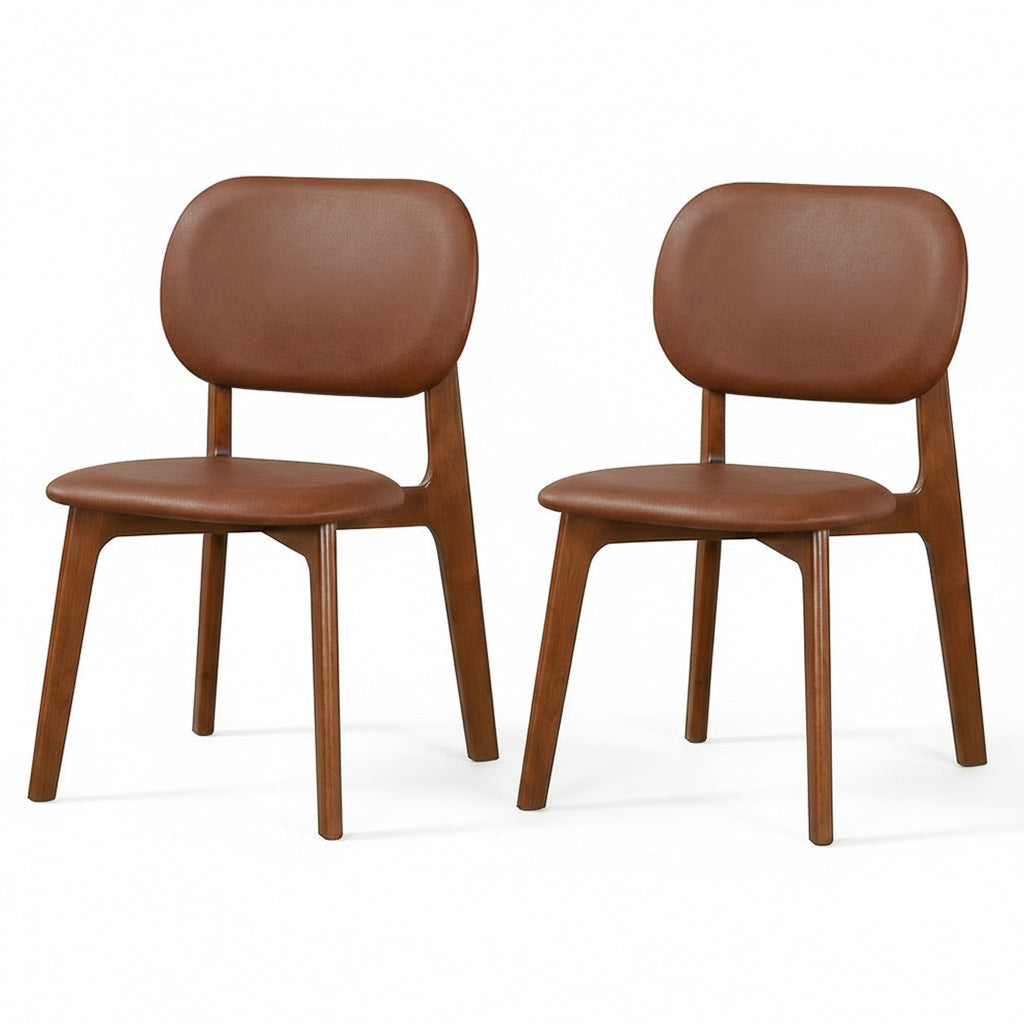 Kinsey Modern Brown Vegan Leather Dining Chairs | Set of 2 | MidinMod