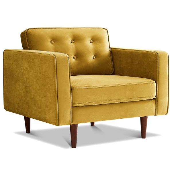 Kirby Gold Velvet Armchair | Mid-Century Modern Living Room Lounge Chair | MidinMod