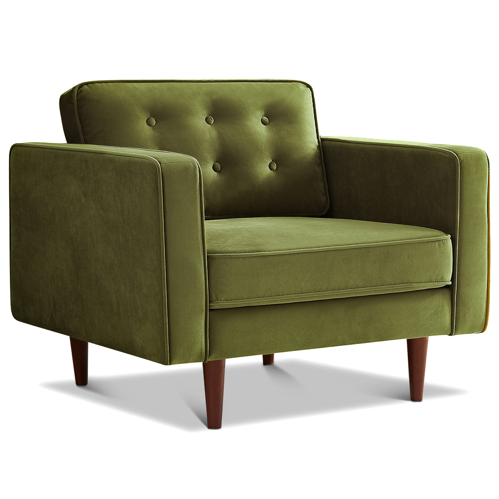 Kirby Olive Green Velvet Armchair | Mid-Century Modern Living Room Lounge Chair | MidinMod