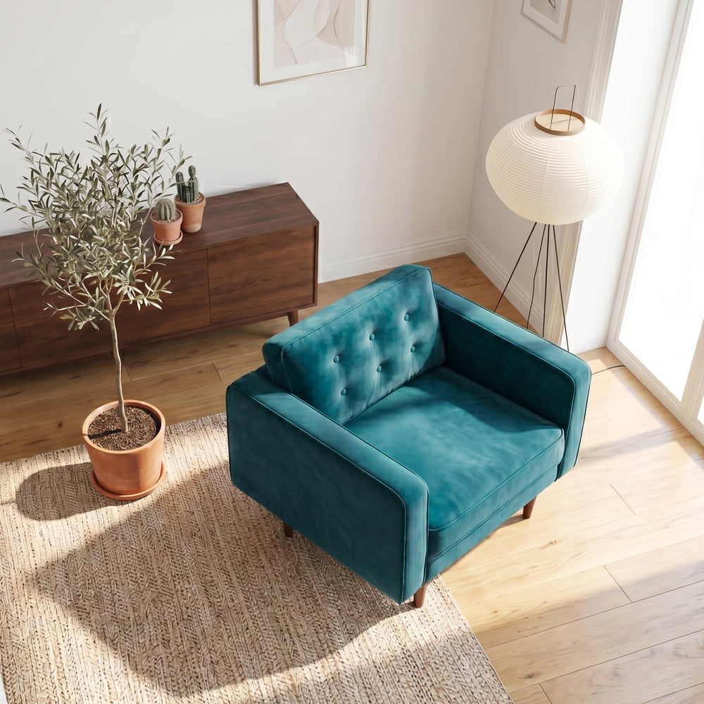 Kirby Teal Velvet Arm Chair