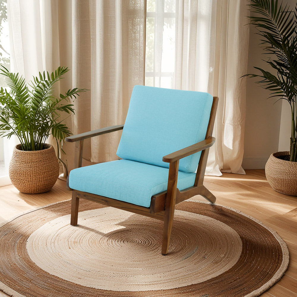 Kyle Linen Lounge Chair - Sky Blue