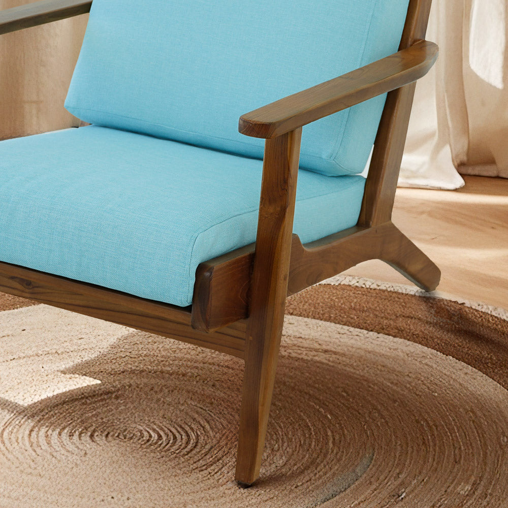 Kyle Linen Lounge Chair - Sky Blue