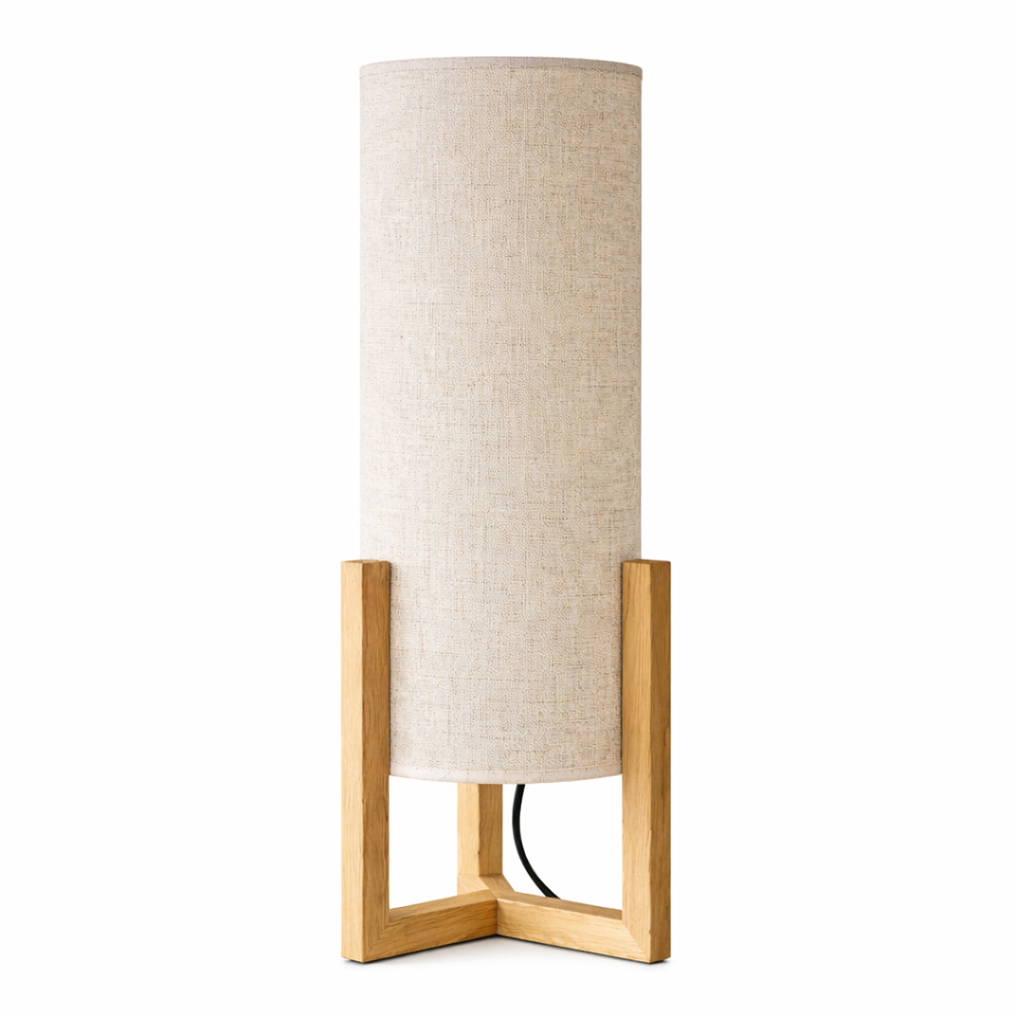 Lantern Natural Oak Rattan Cylinder Table Lamp | MidinMod