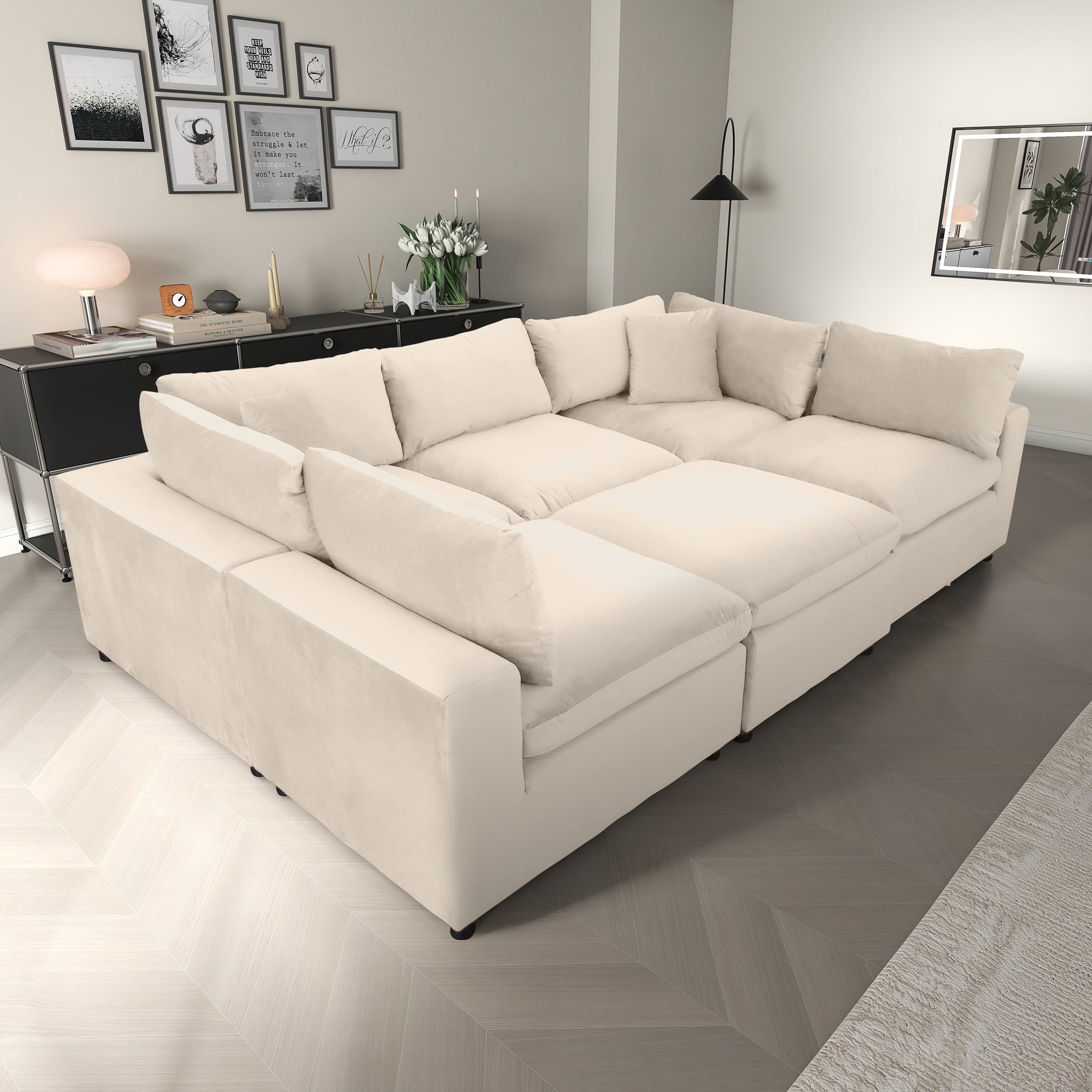Laurel Ivory Velvet Modular Sofa