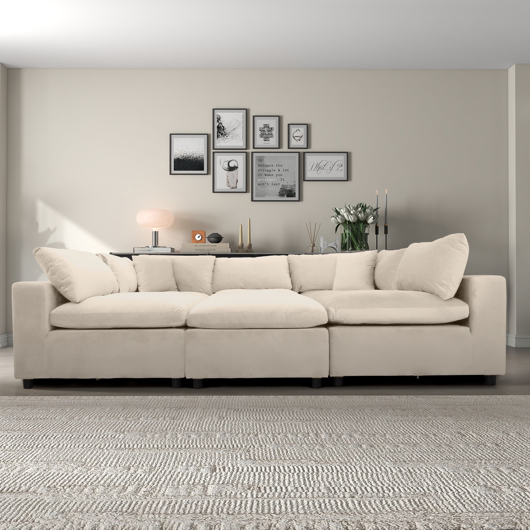 Laurel Ivory Velvet Modular Sofa