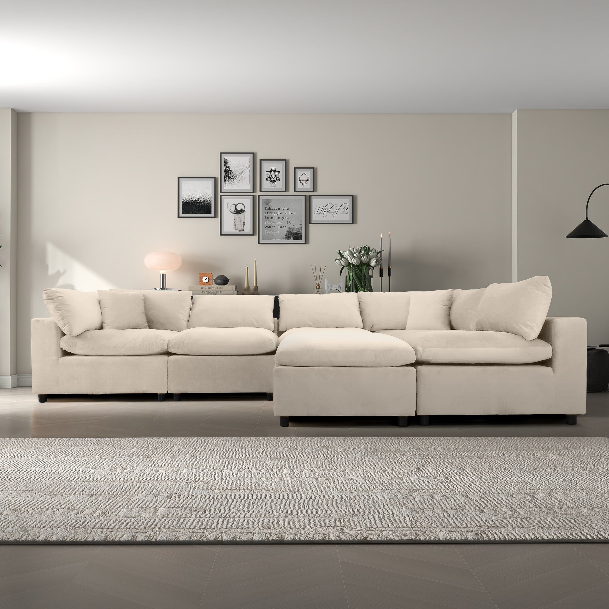 Laurel Ivory Velvet Modular Sofa