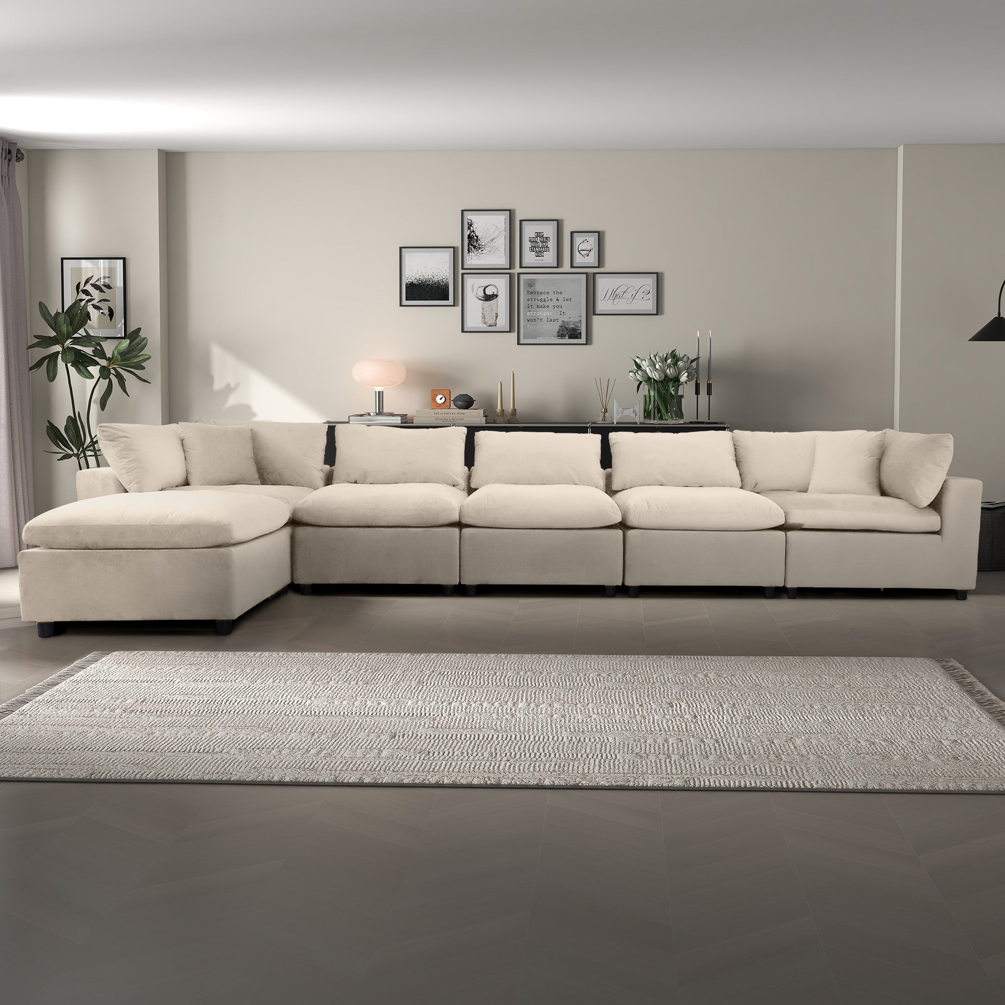 Laurel Ivory Velvet Modular Sofa