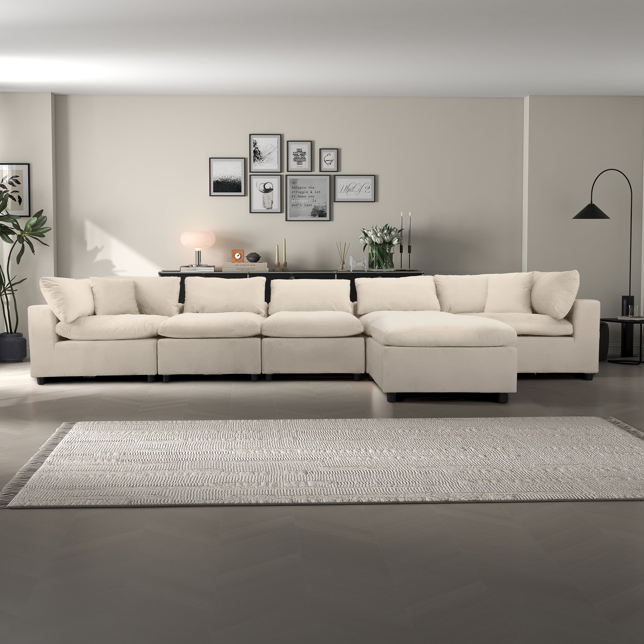 Laurel Ivory Velvet Modular Sofa
