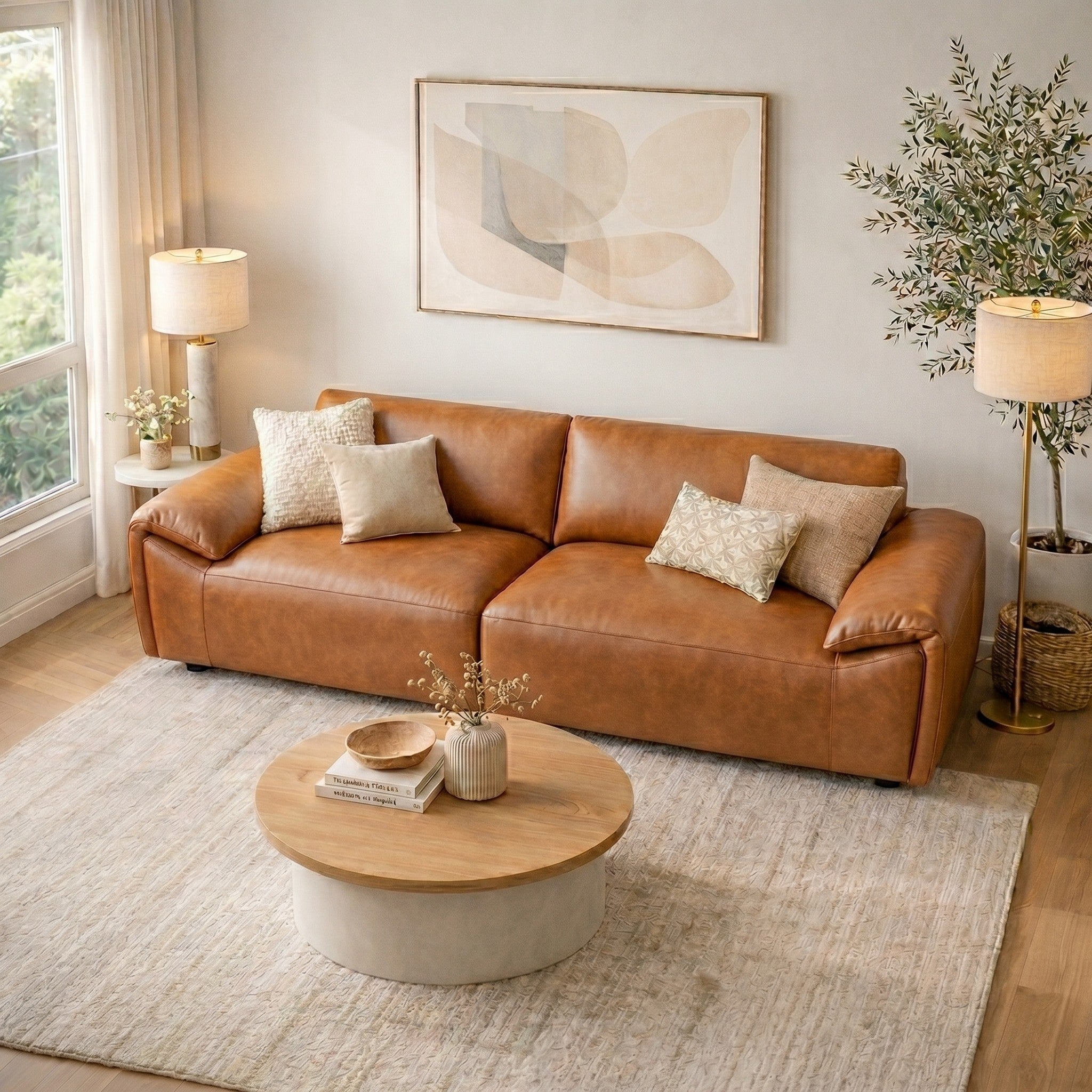 Lawson Luxury Real Leather Sofa with Pillow-Top Arms & Robust Frame | MidinMod