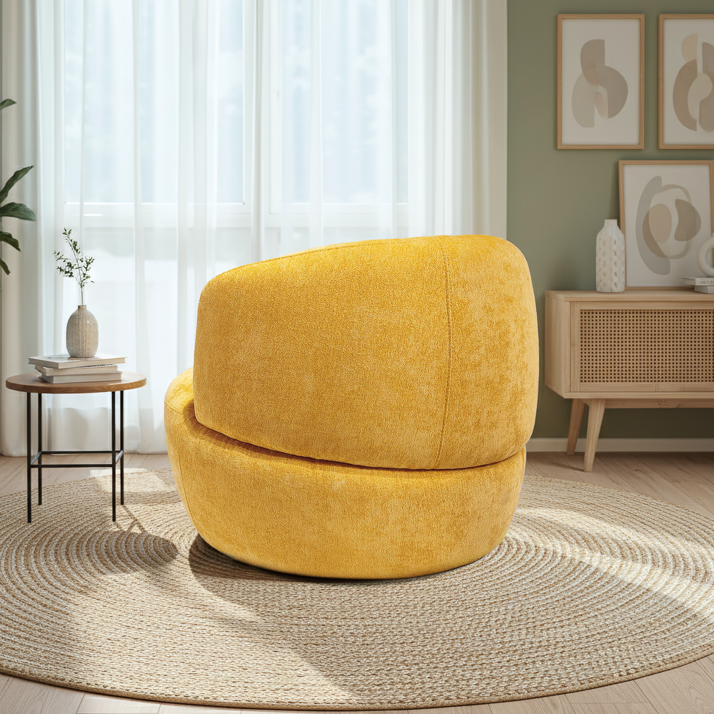 Lemon Modern Soft Chenille Swivel Accent Chair with Spherical Base - MidinMod