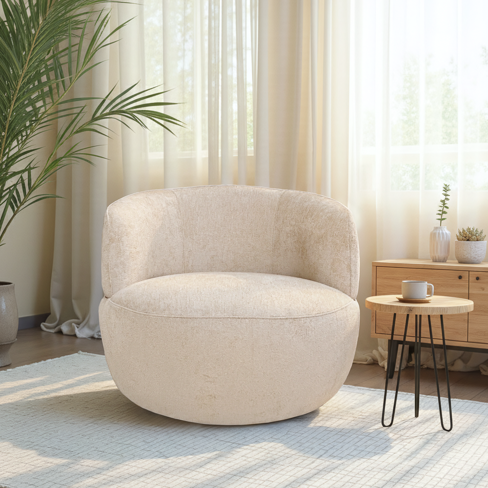 Lemon Modern Soft Chenille Swivel Accent Chair with Spherical Base - MidinMod