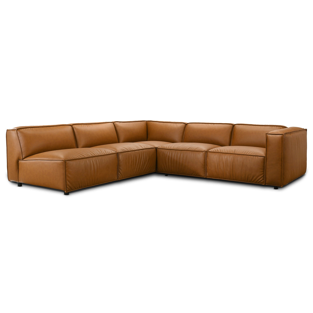 Logan Cognac Vegan Leather Corner Sectional Sofa