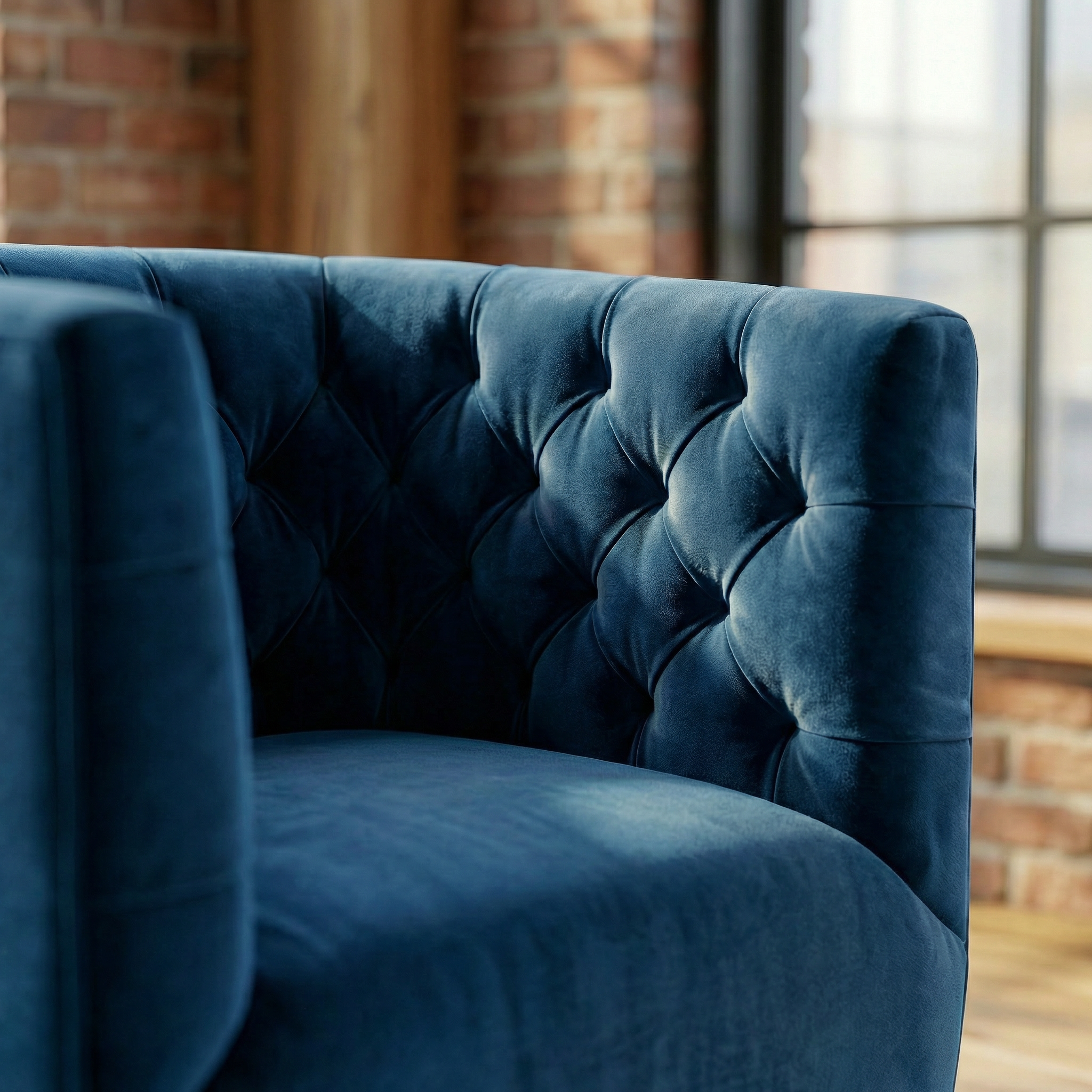 Lotte Swivel Chair | Dark Blue Performance Velvet | MidinMod