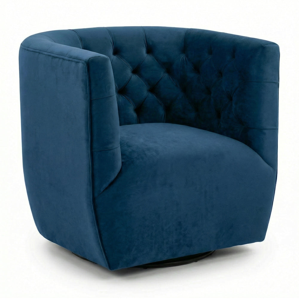 Lotte Swivel Chair | Dark Blue Performance Velvet | MidinMod