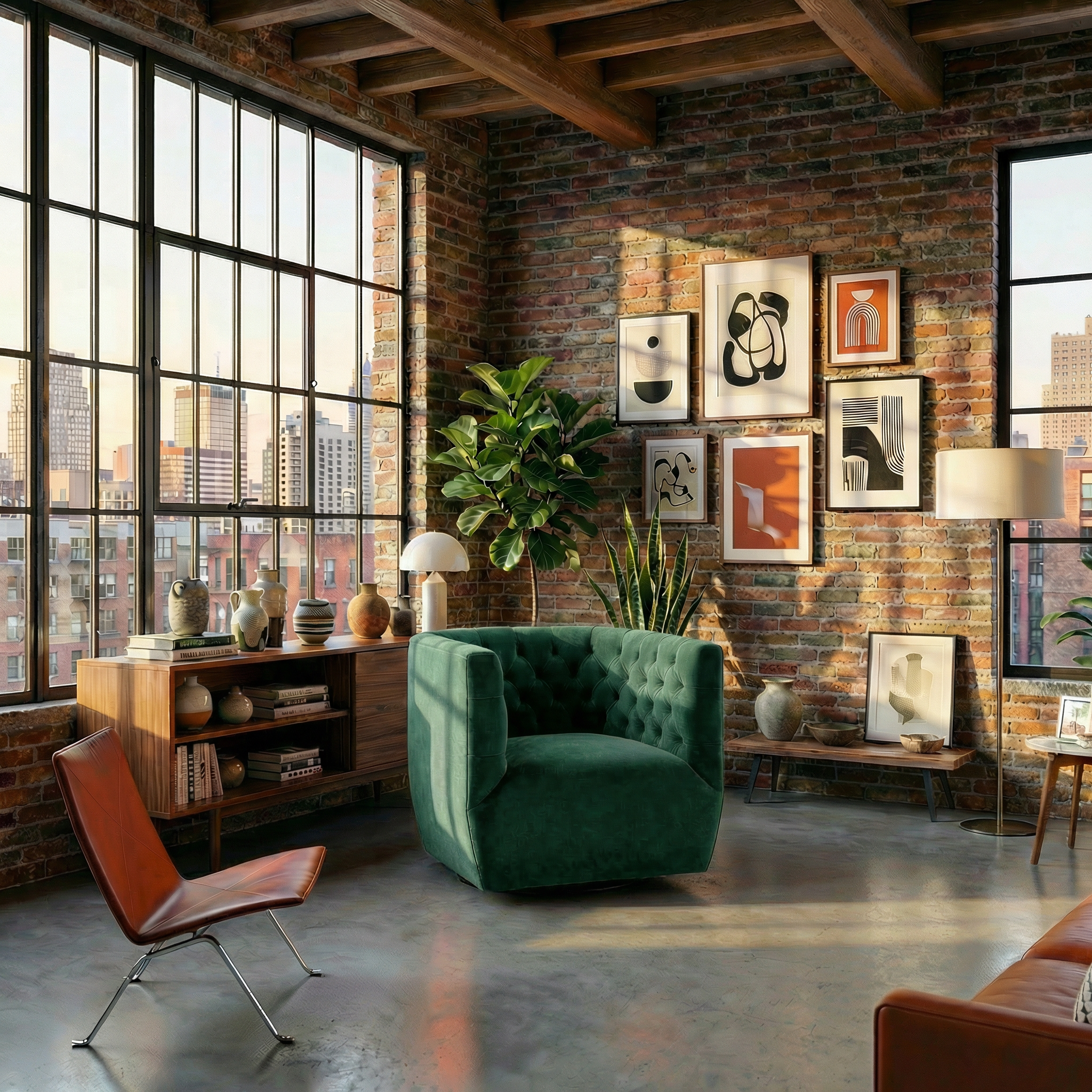 Lotte Swivel Chair | Forest Green Performance Velvet | MidinMod