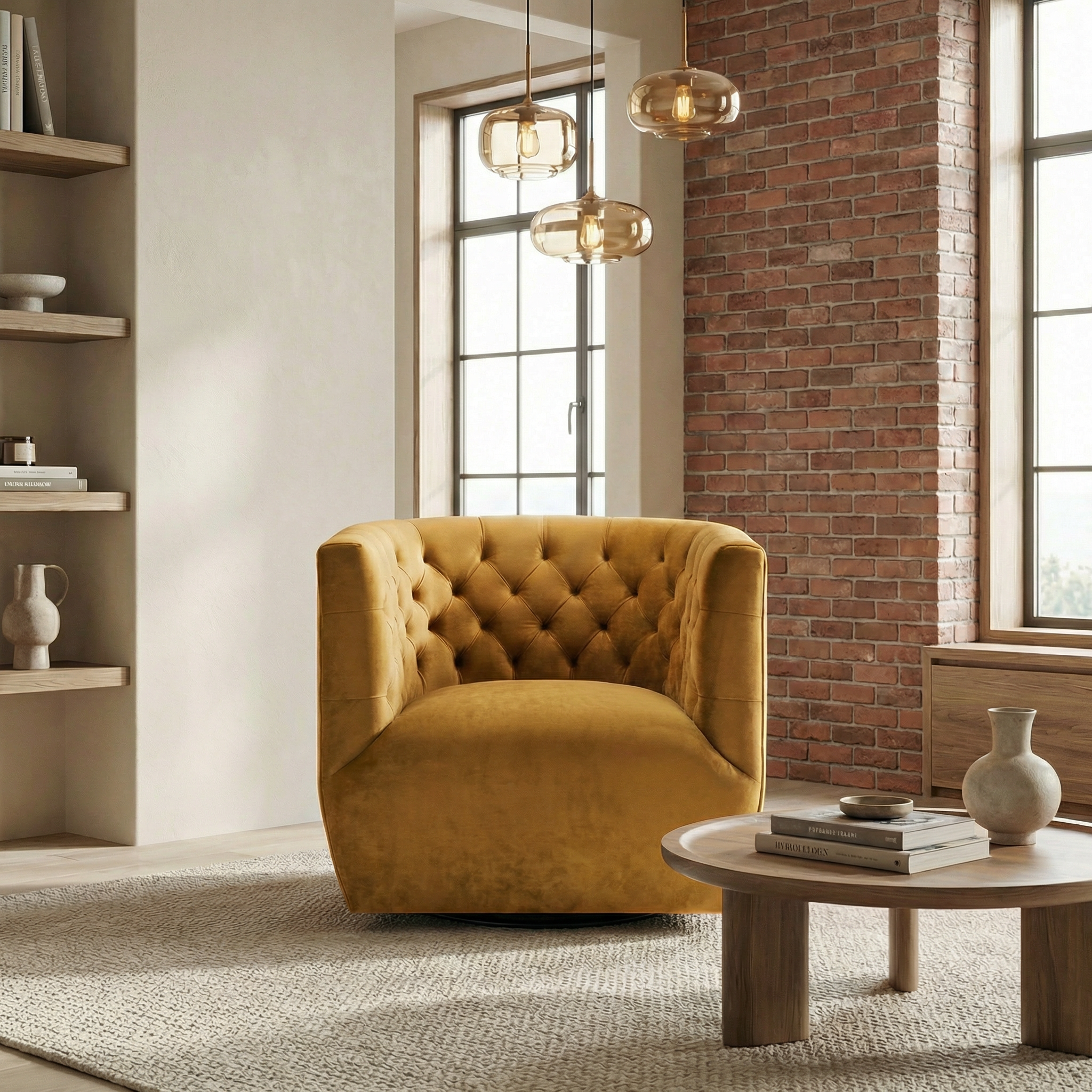 Lotte Swivel Chair | Gold Performance Velvet | MidinMod