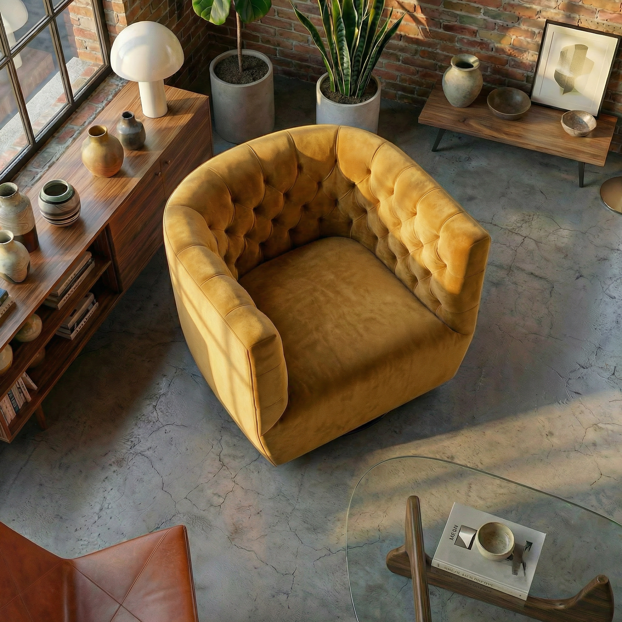 Lotte Swivel Chair | Gold Performance Velvet | MidinMod