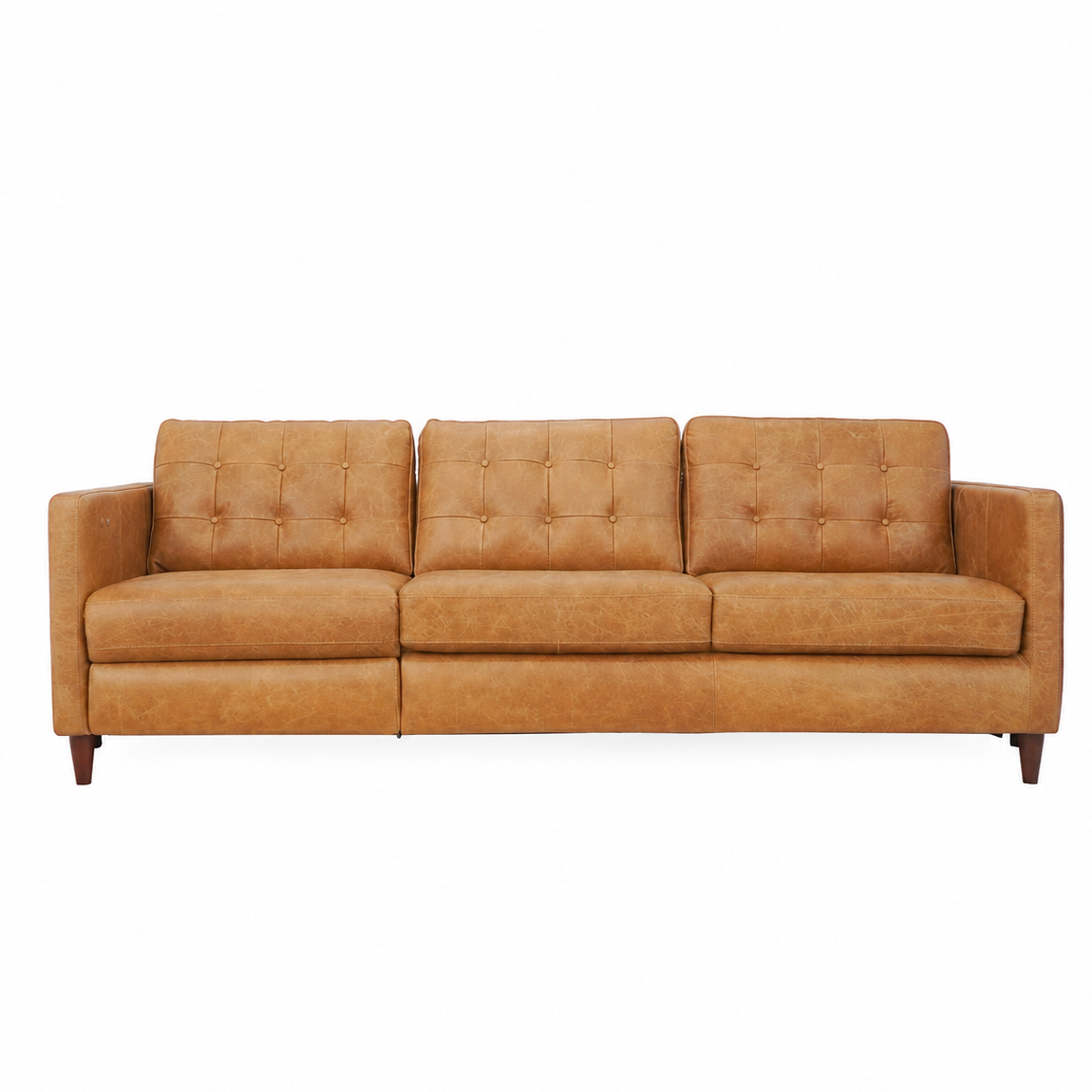Louis Tan Leather Electric Incliner Sofa- Left
