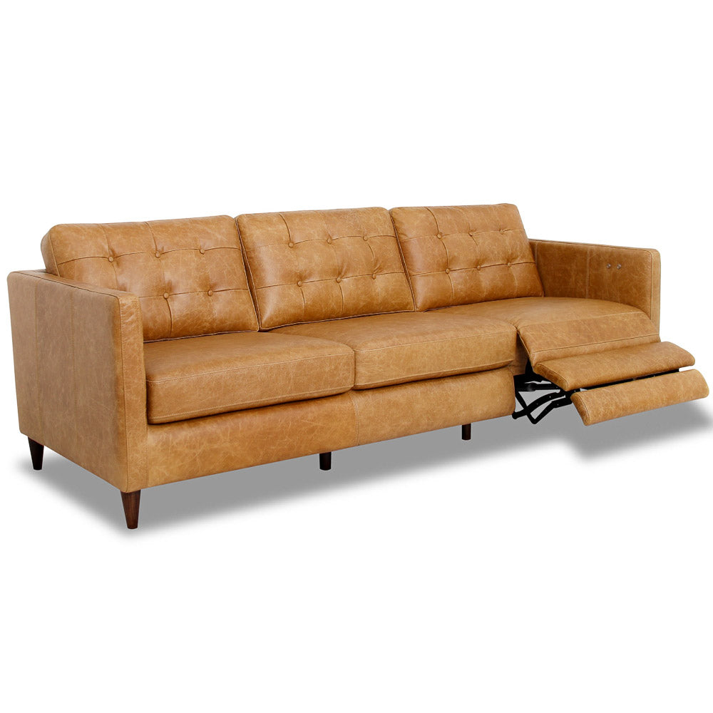 Louis Waxy Tan Leather Electric Reclining Sofa - Right Recliner