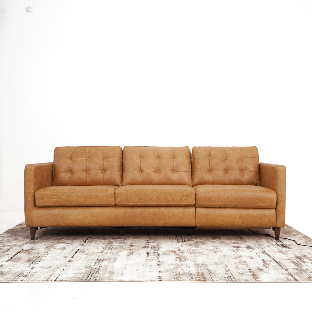 Louis Waxy Tan Leather Electric Reclining Sofa - Right Recliner