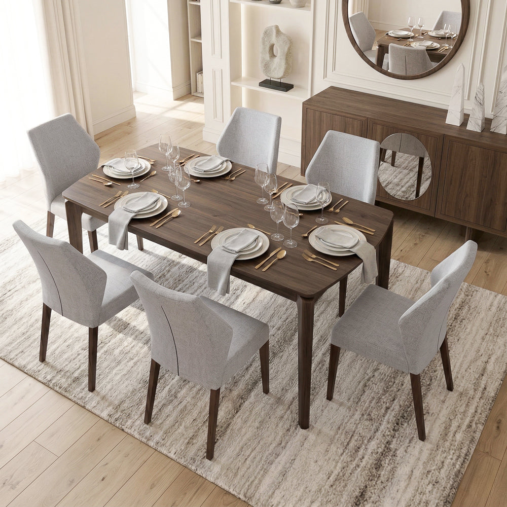 Lowe Modern Light Grey Fabric Dining Chair Set | MidinMod