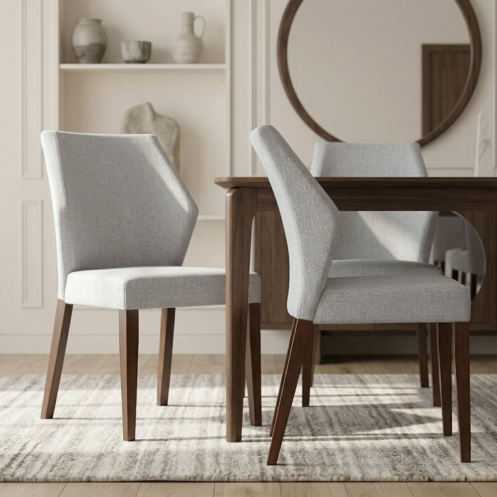 Lowe Modern Light Grey Fabric Dining Chair Set | MidinMod