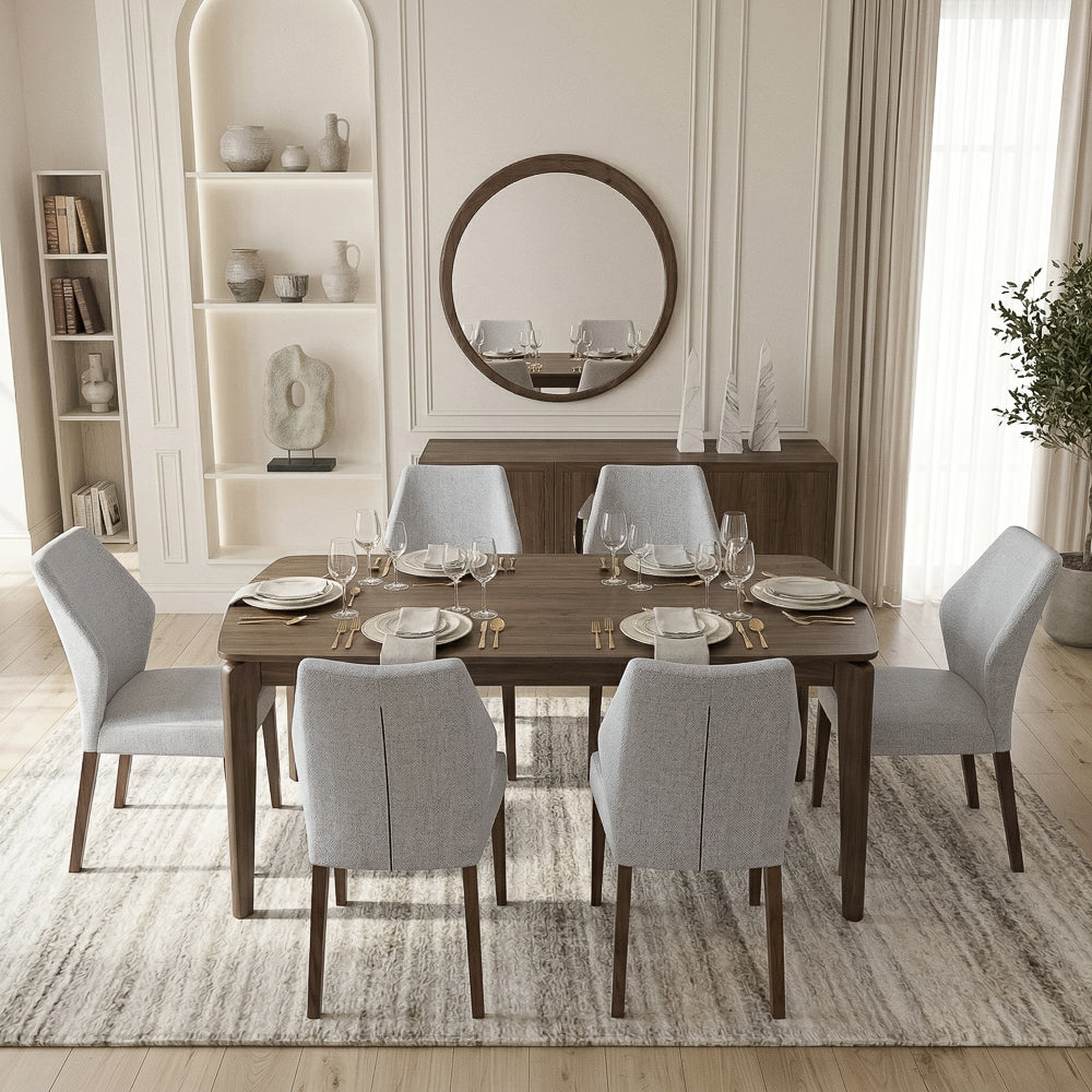 Lowe Modern Light Grey Fabric Dining Chair Set | MidinMod