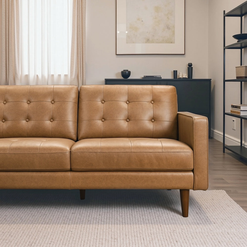 Lugano L-Shaped Genuine Leather Left-Facing Sectional Sofa - MidinMod