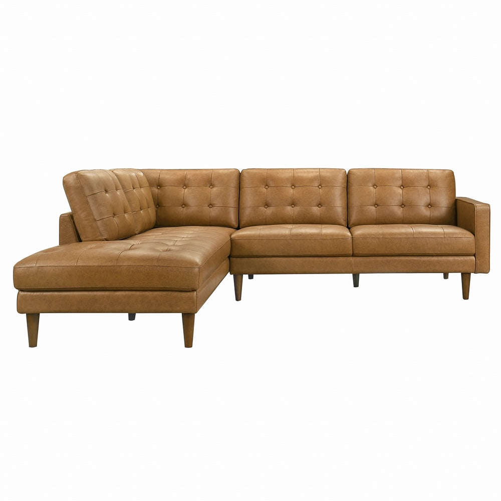 Lugano L-Shaped Genuine Leather Left-Facing Sectional Sofa - MidinMod