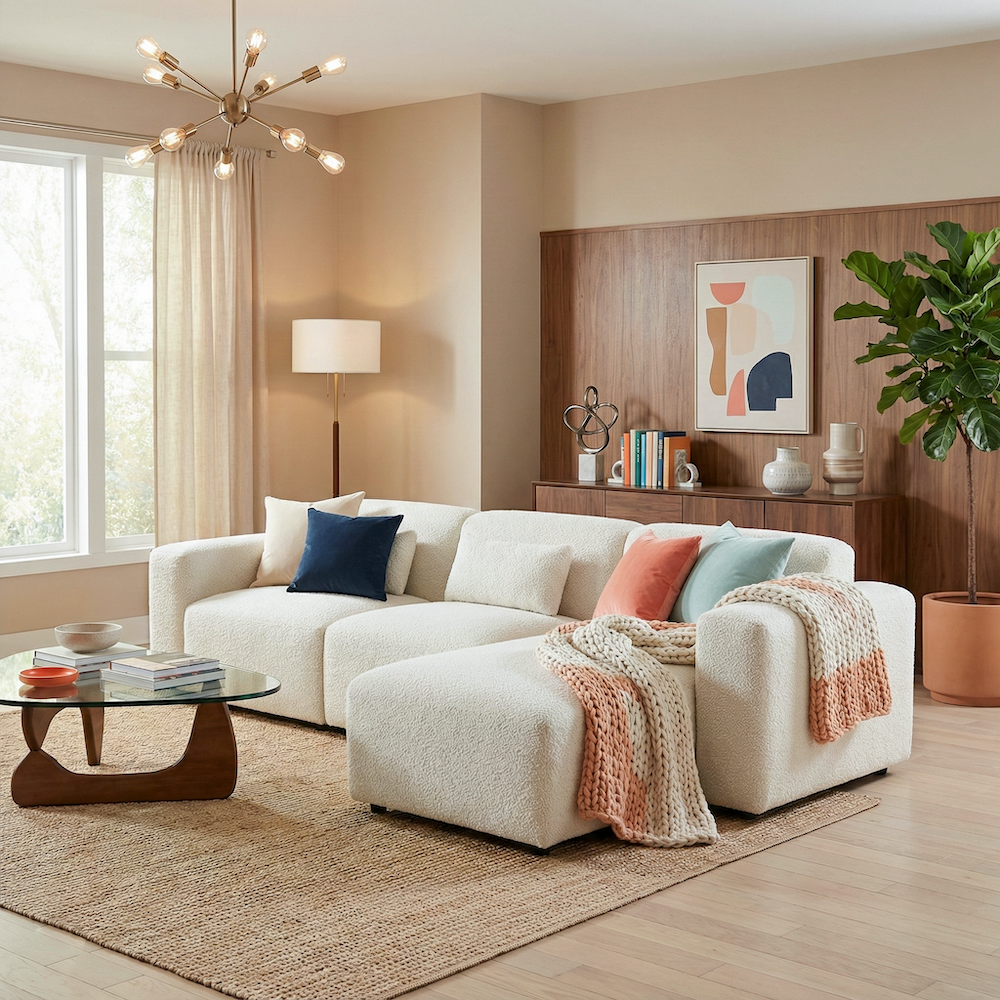 Lulu 3-Piece Boucle Sectional | Right-Facing L-Shaped Sofa | MidinMod