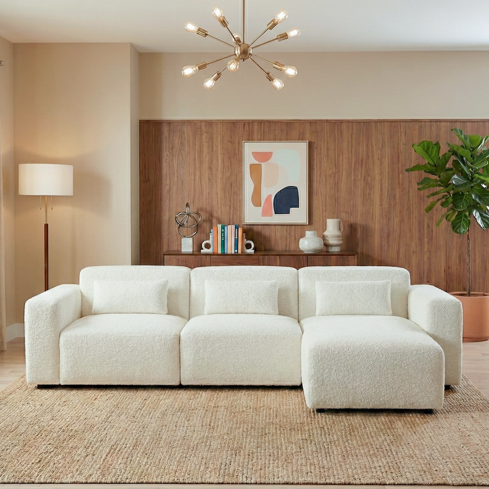 Lulu 3-Piece Boucle Sectional | Right-Facing L-Shaped Sofa | MidinMod