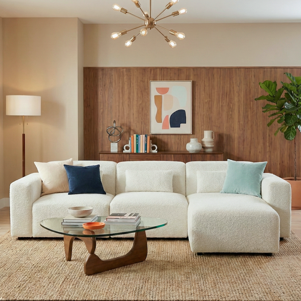 Lulu 3-Piece Boucle Sectional | Right-Facing L-Shaped Sofa | MidinMod