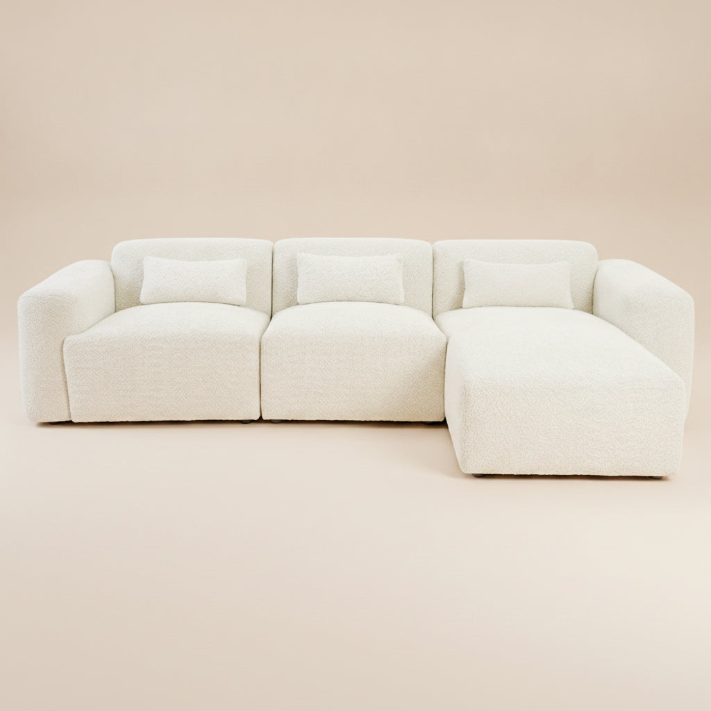 Lulu 3-Piece Boucle Sectional | Right-Facing L-Shaped Sofa | MidinMod