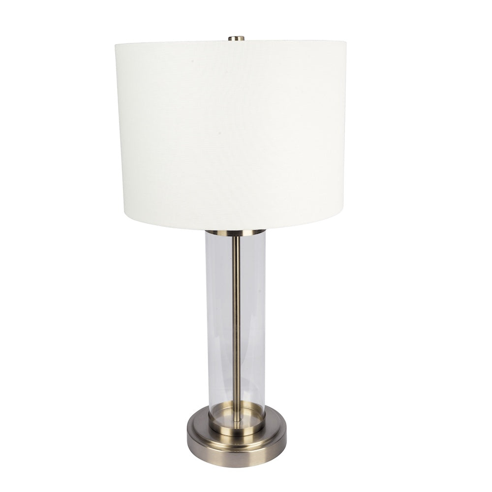 Luna Brushed Nickel Table Lamp | Clear Glass & Modern Metal Base | MidinMod