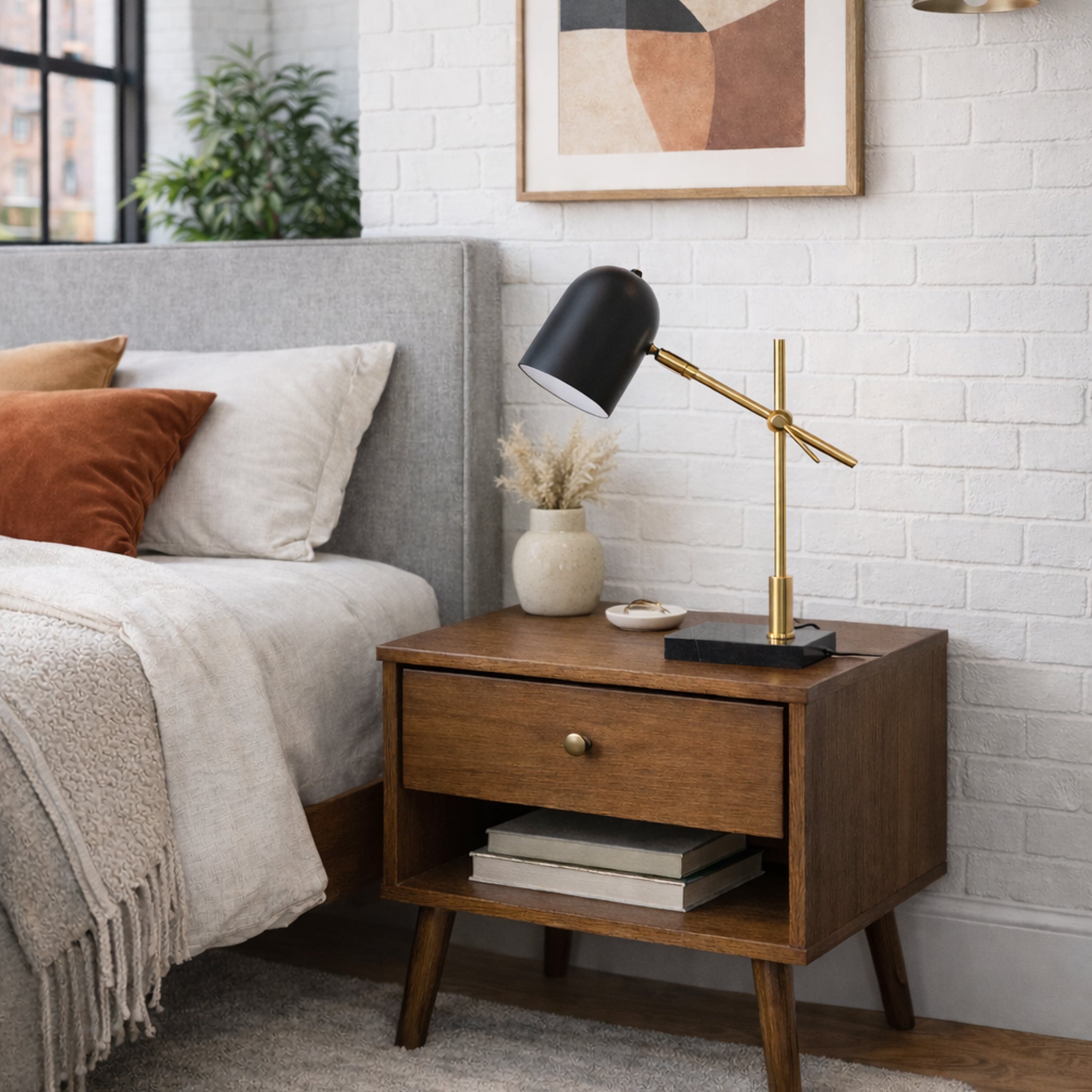 Lunar Ceramic Table Lamp: Modern Black & White Contrast | MidinMod