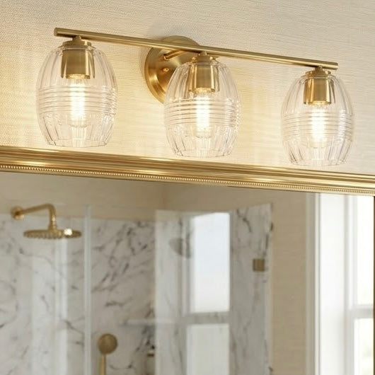 Luster Three Lights Vanity | Satin Brass & Clear Glass | MidinMod