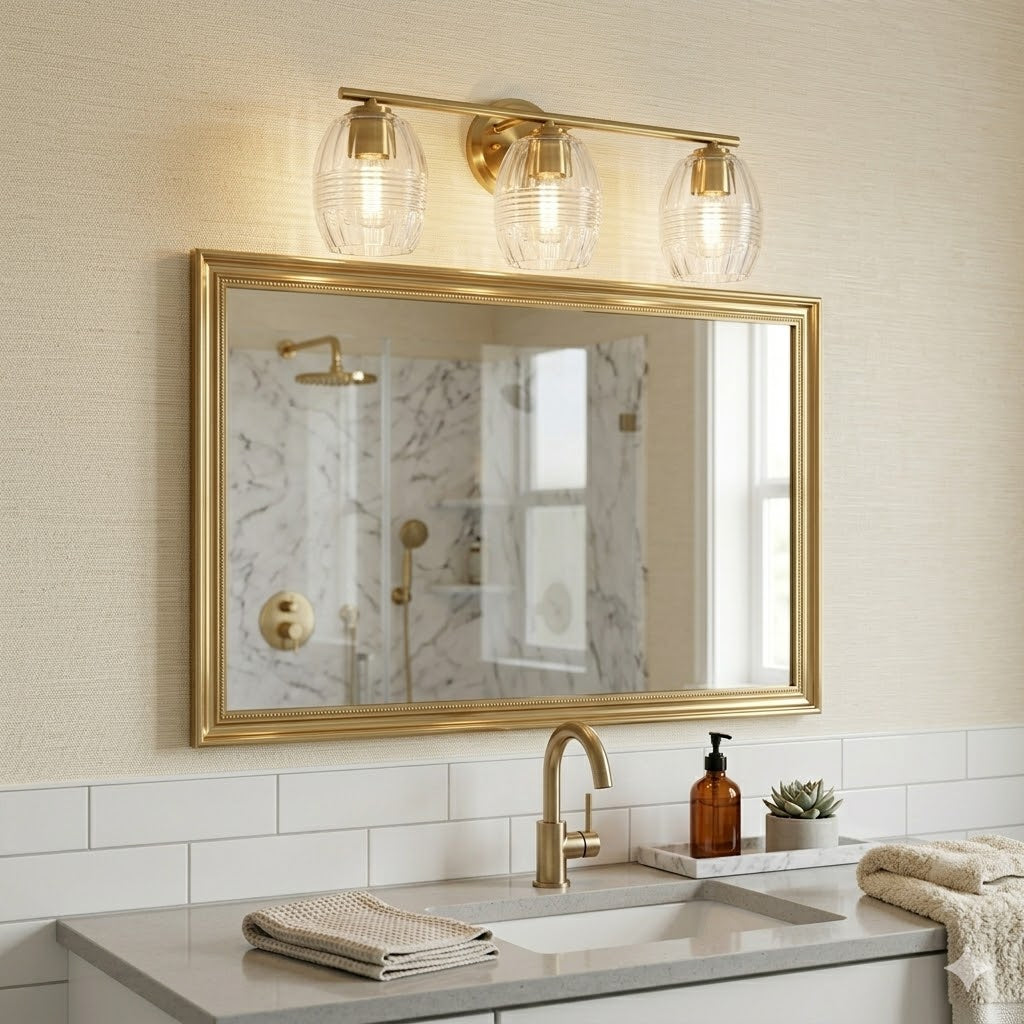 Luster Three Lights Vanity | Satin Brass & Clear Glass | MidinMod