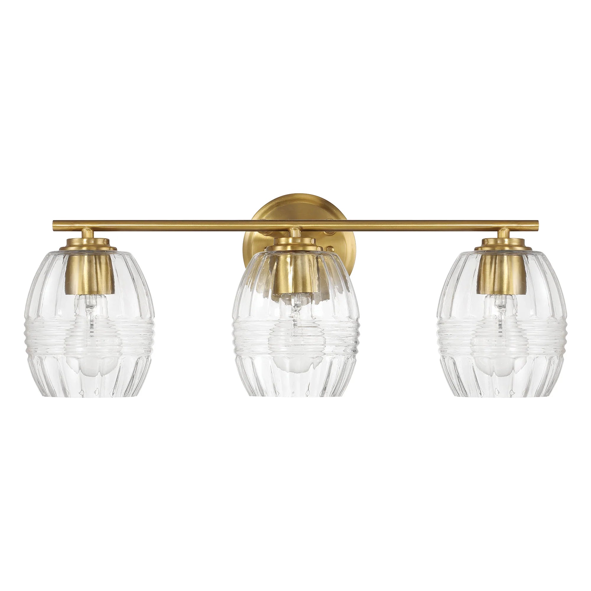 Luster Three Lights Vanity | Satin Brass & Clear Glass | MidinMod