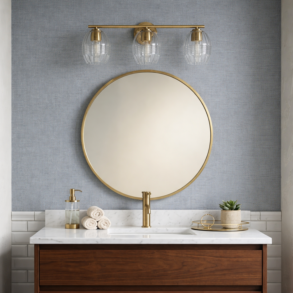 Luster Three Lights Vanity | Satin Brass & Clear Glass | MidinMod