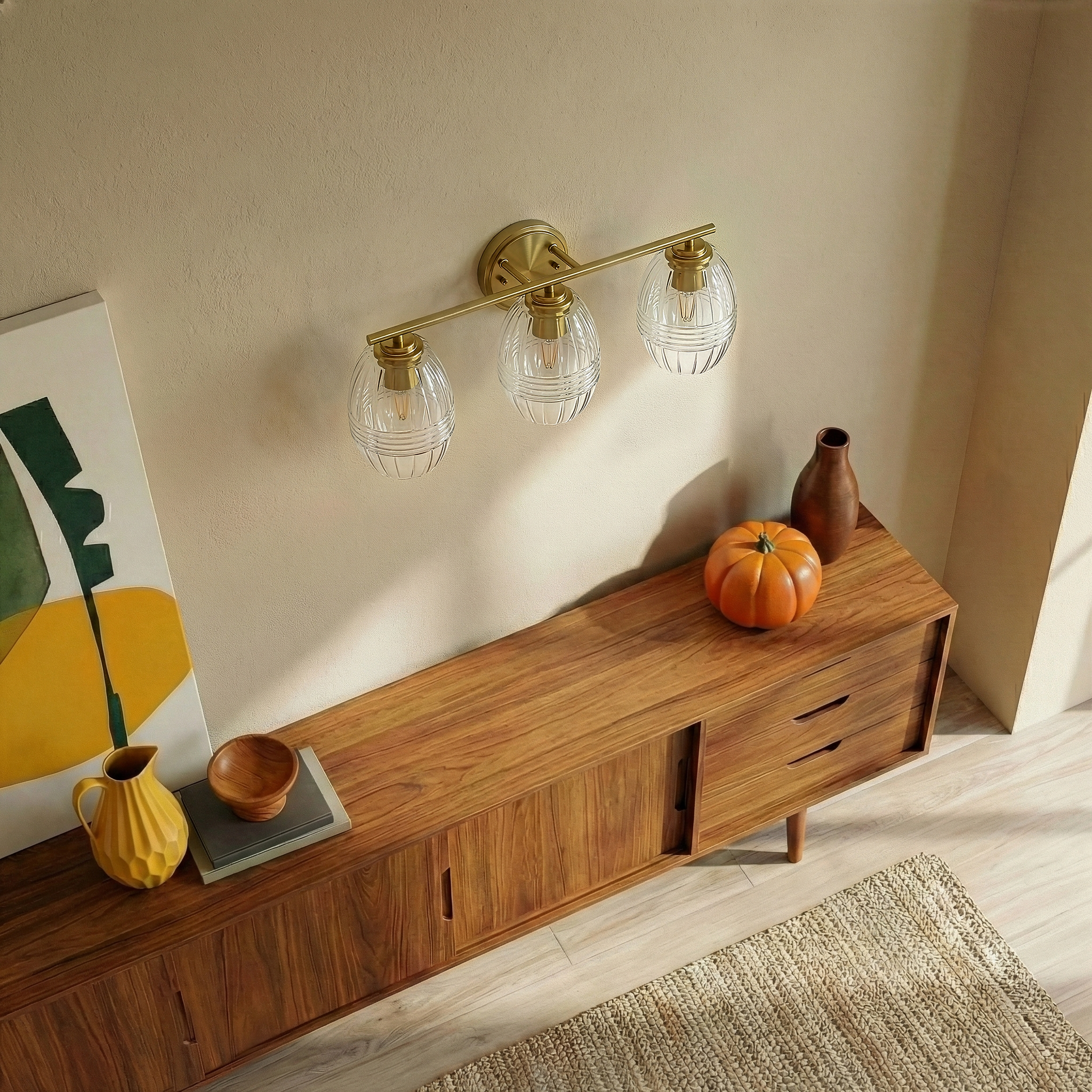 Luster Three-Light Bathroom Vanity Fixture - Satin Brass | MidinMod