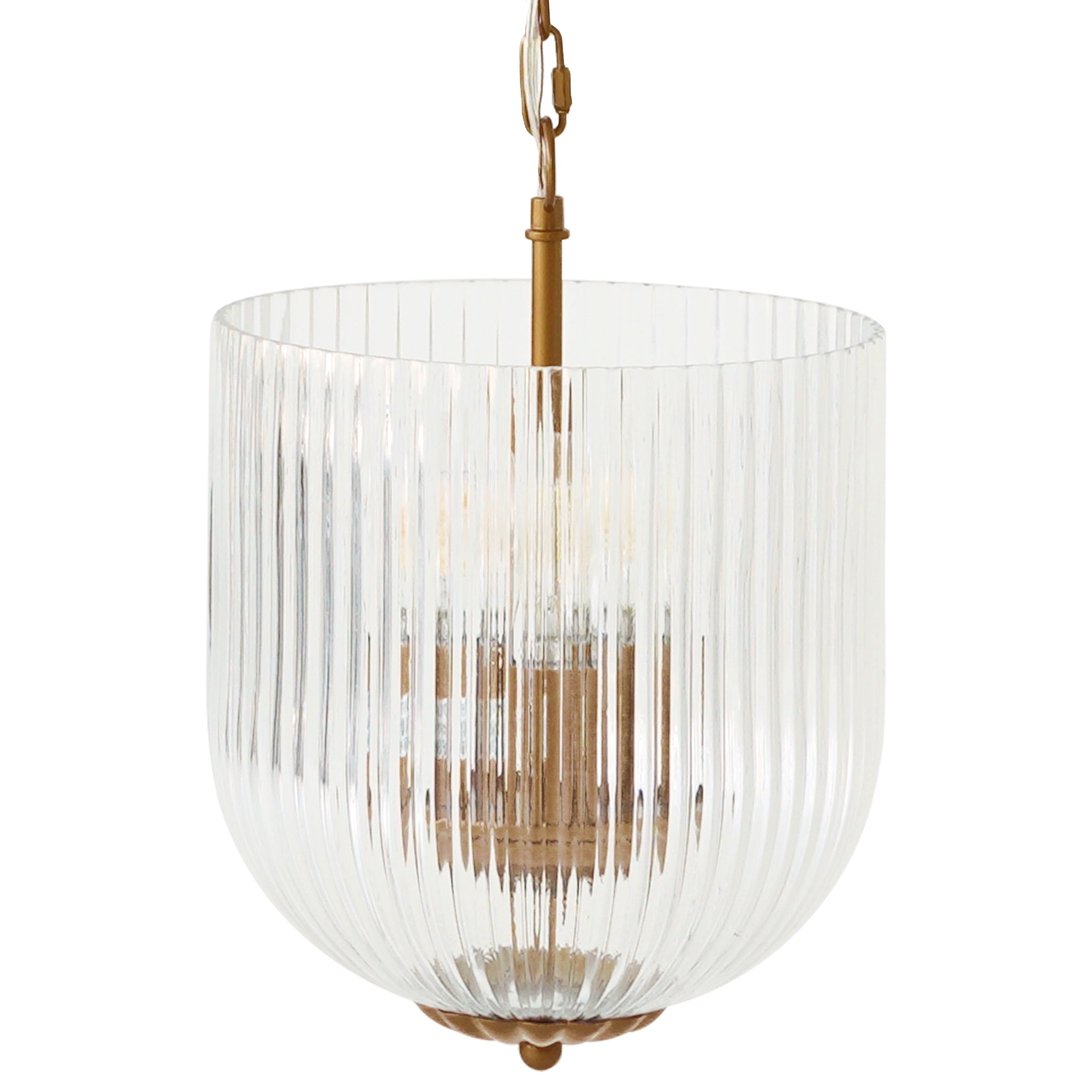 Lustra Pendant Lamp | Coarse Gold and Clear Ribbed Glass | MidinMod