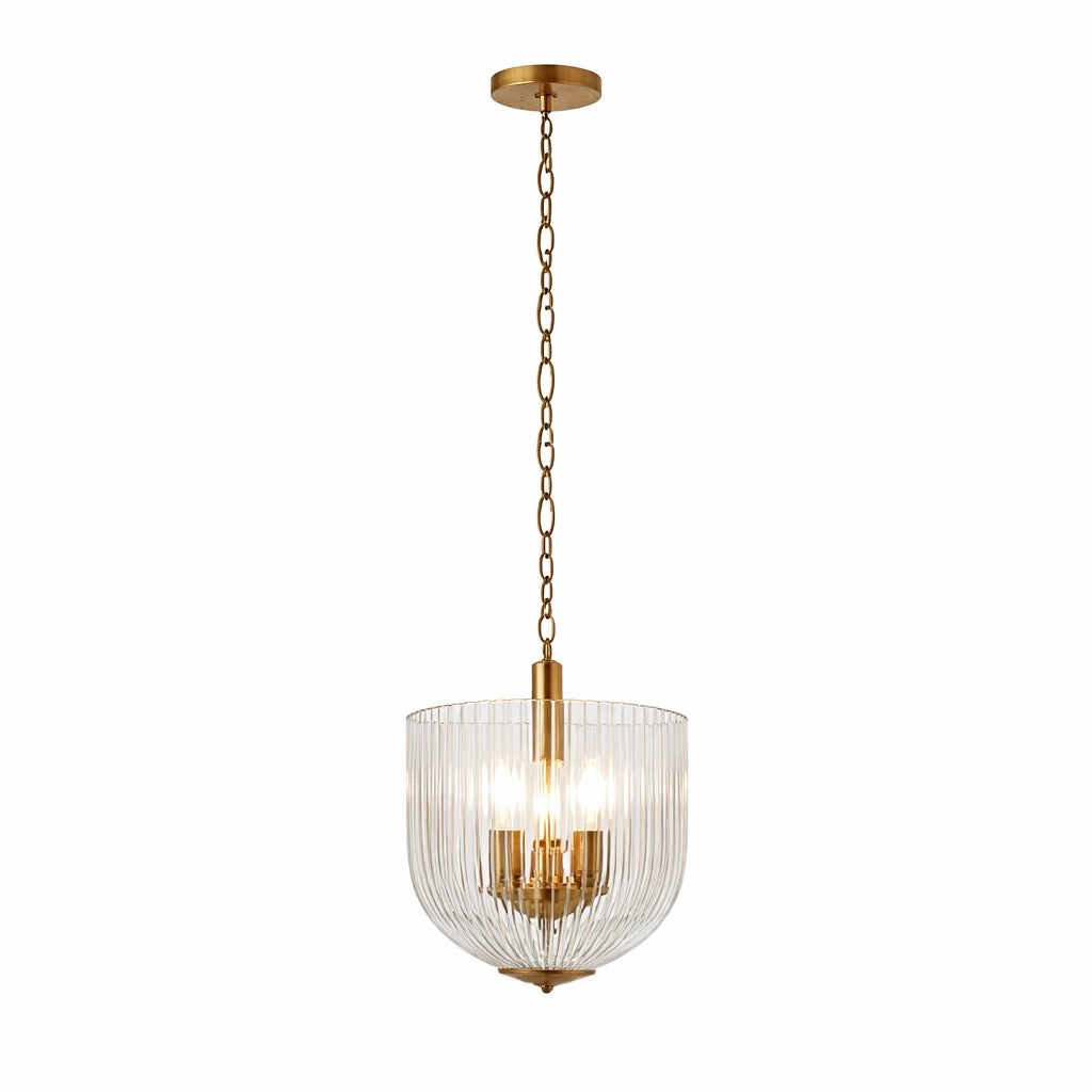 Lustra Pendant Lamp | Coarse Gold and Clear Ribbed Glass | MidinMod
