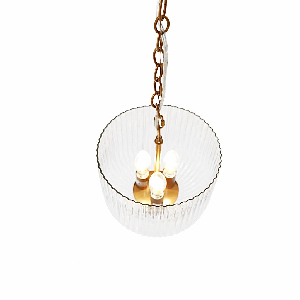 Lustra Pendant Lamp | Coarse Gold and Clear Ribbed Glass | MidinMod