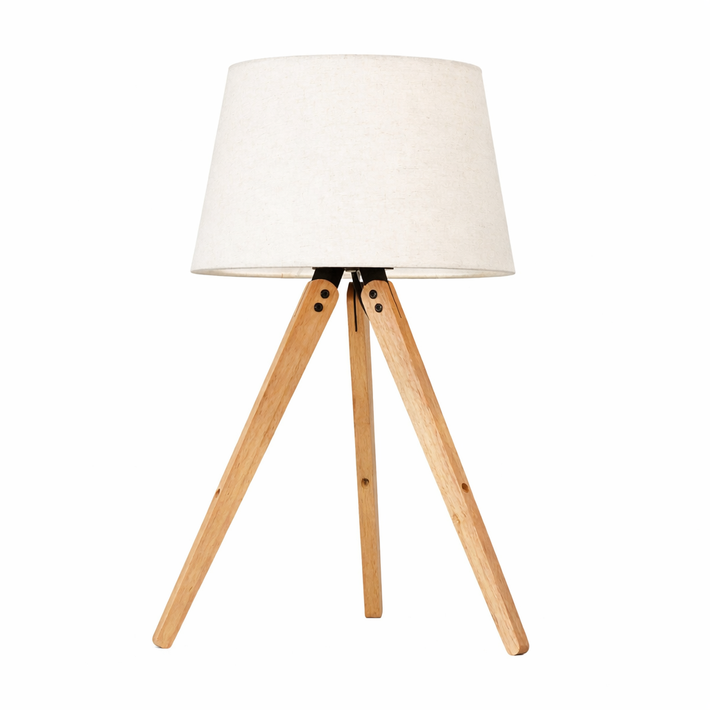 Lyra Three-Legged Wooden Tripod Table Lamp - Natural & Black | MidinMod