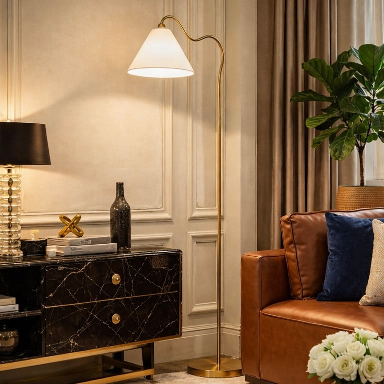 Majestic Brass Ring Base Floor Lamp | MidinMod
