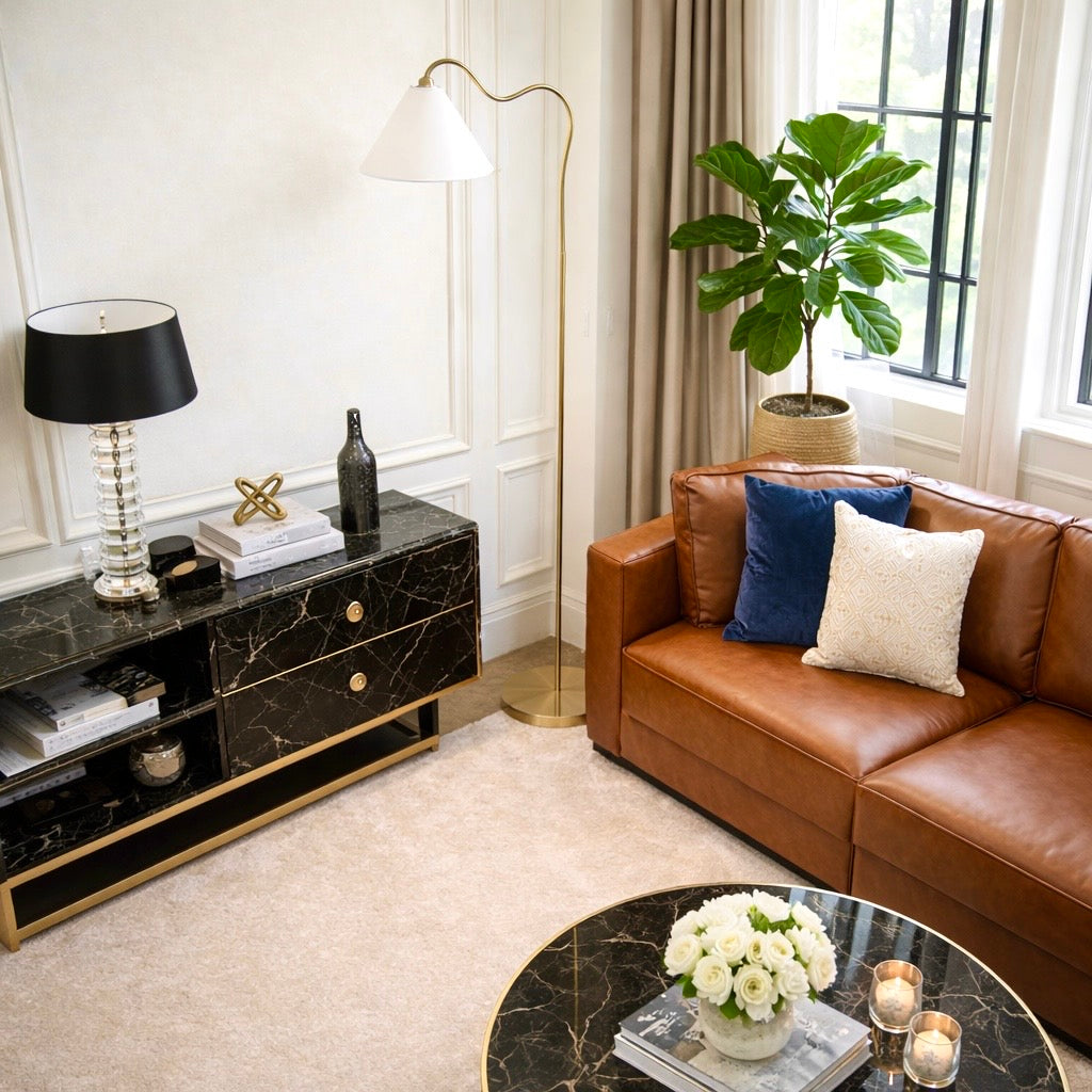 Majestic Brass Ring Base Floor Lamp | MidinMod