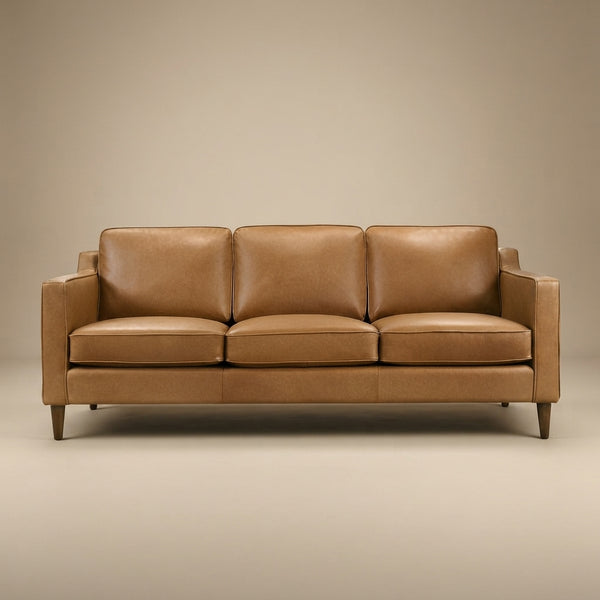 Manhattan Mid Century Modern Leather Sofa- Mid In Mod