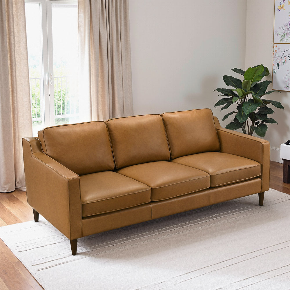 Manhattan Mid Century Modern Leather Sofa- Mid In Mod