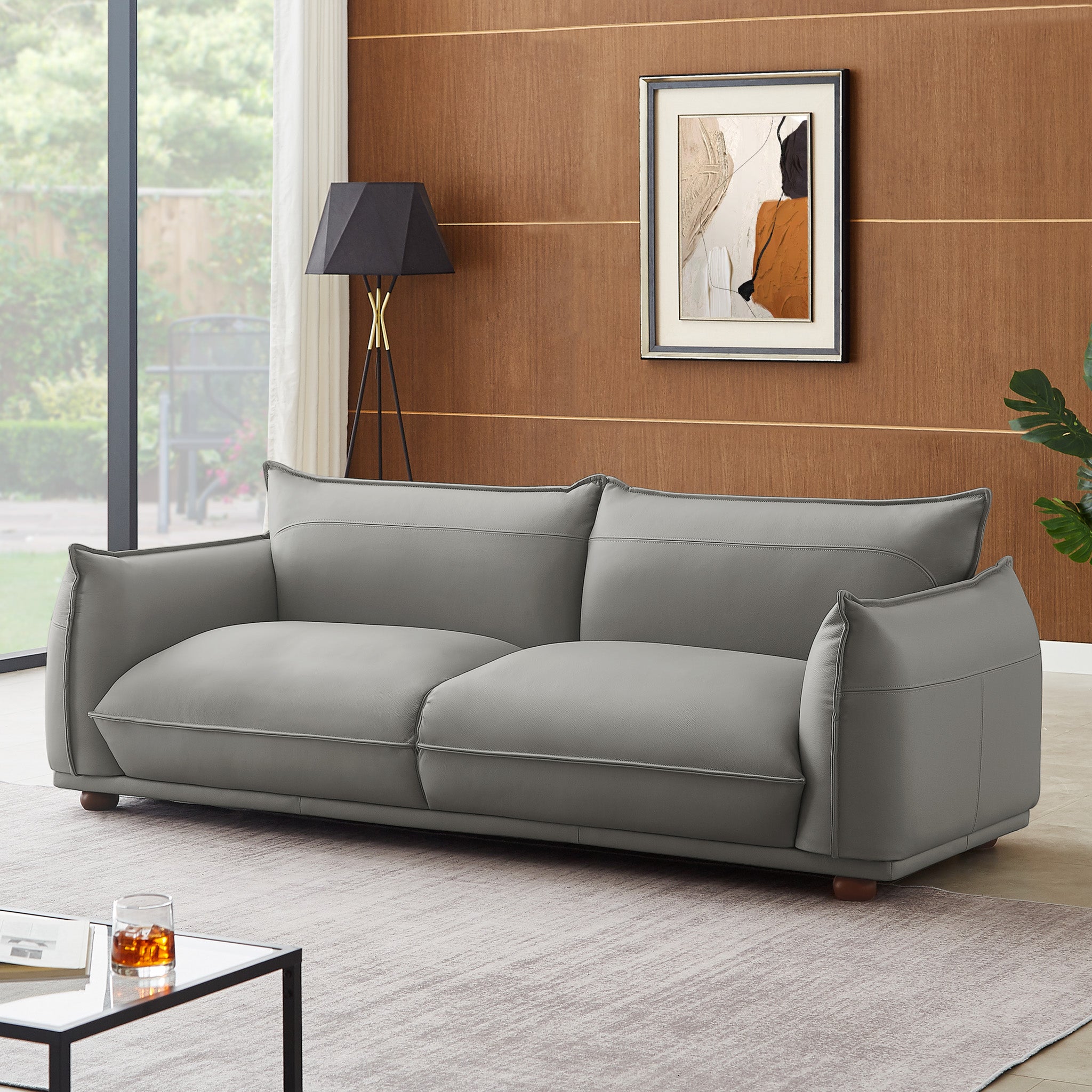 Mansfield Grey Leather Sofa - MidinMod