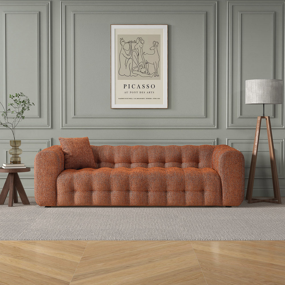 Marceille Modern Boucle Sofa in Burnt Orange